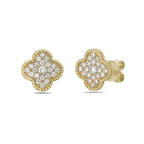 14k Diamond Clover Earrings