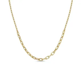 14k Mixed Small & Medium Square Oval Link Chain Station Necklace