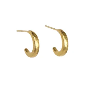 22K Gold Handmade Solid Crescent Hoop Earrings