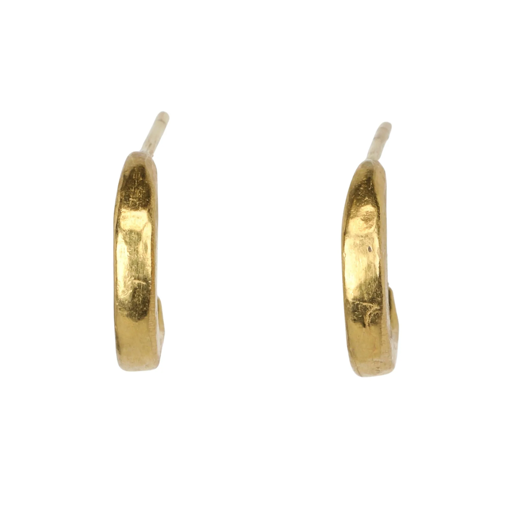 22K Gold Handmade Solid Crescent Hoop Earrings