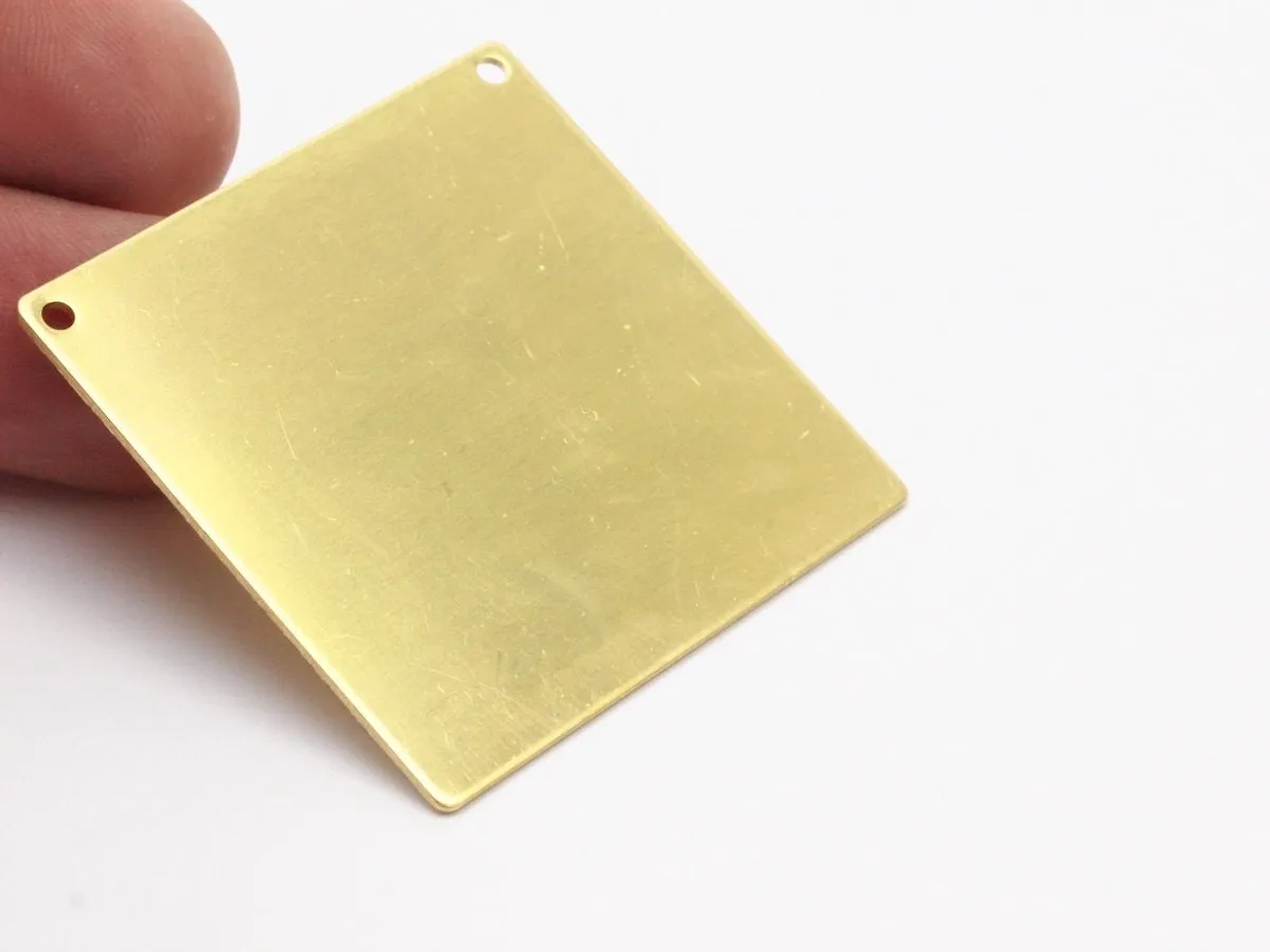 5 Raw Brass Square Blanks 2 Holes   (40x40x0.80 Mm)   D0278--C102