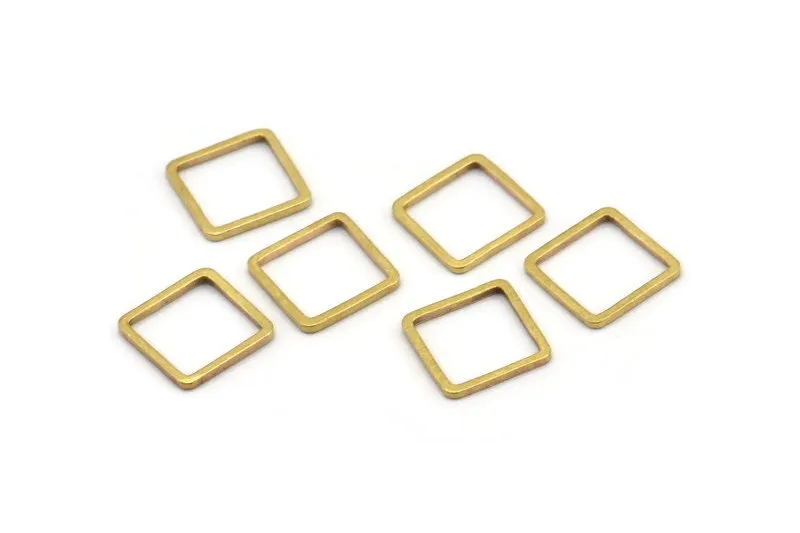 50 Raw Brass Square Connectors (10x0.80mm) Bs-1116