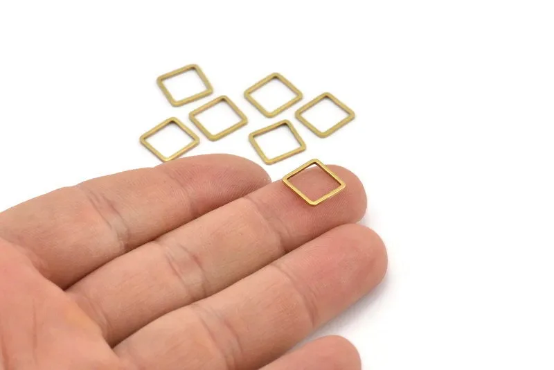 50 Raw Brass Square Connectors (10x0.80mm) Bs-1116