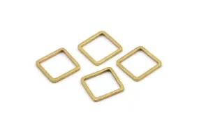 50 Raw Brass Square Connectors (10x0.80mm) Bs-1116