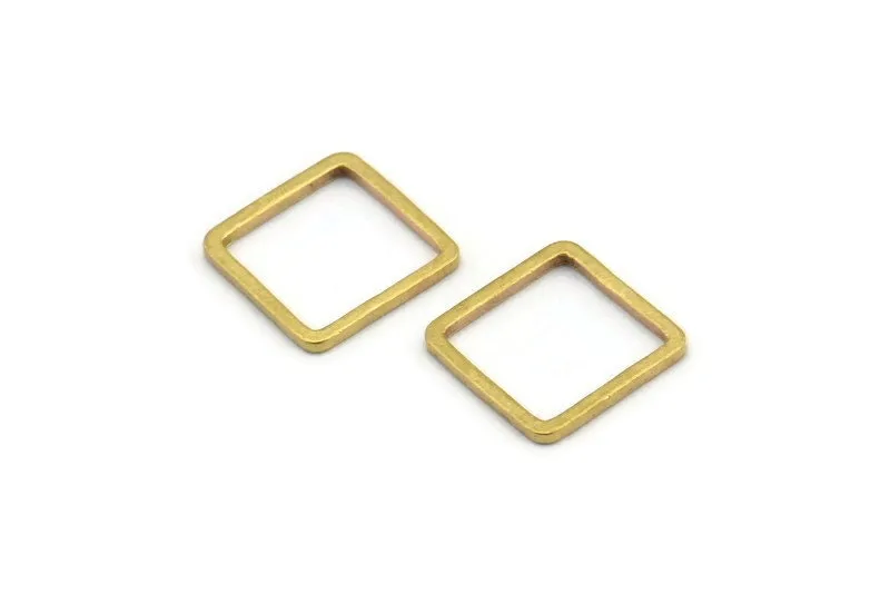 50 Raw Brass Square Connectors (10x0.80mm) Bs-1116