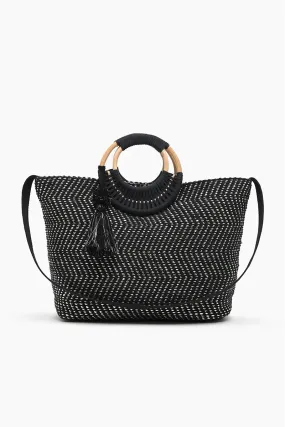 AB222-590 Midnight Lurex Wicker Handle Tote