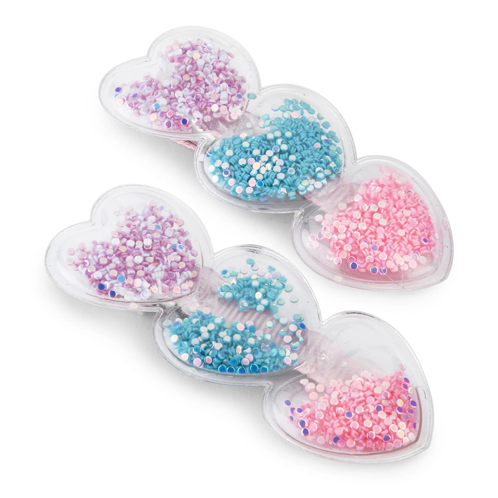 Accessorize London Girl's Shaky Glitter Heart Hair Clips Set of 2