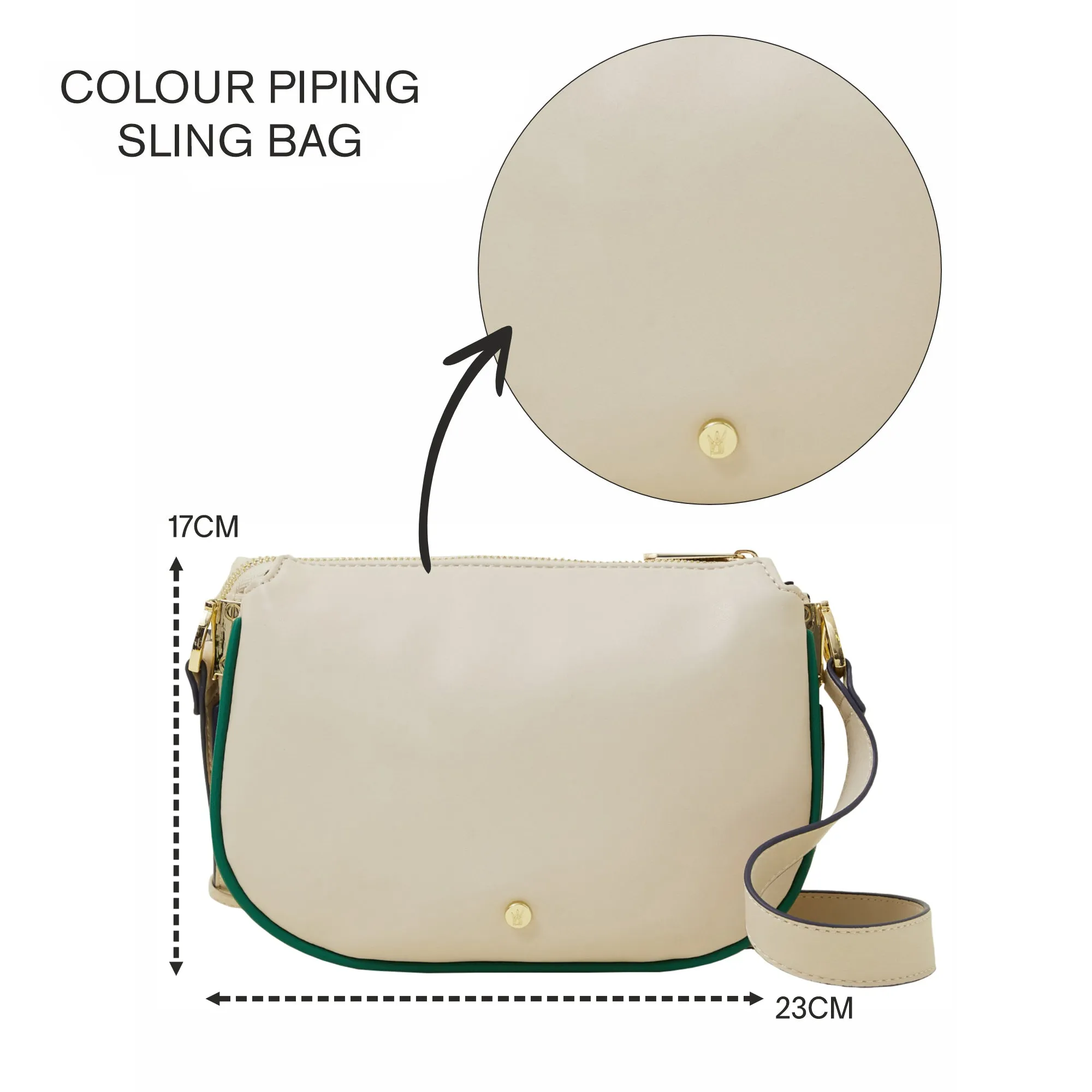 Accessorize London Women's Cream Colour Piping Sling Bag