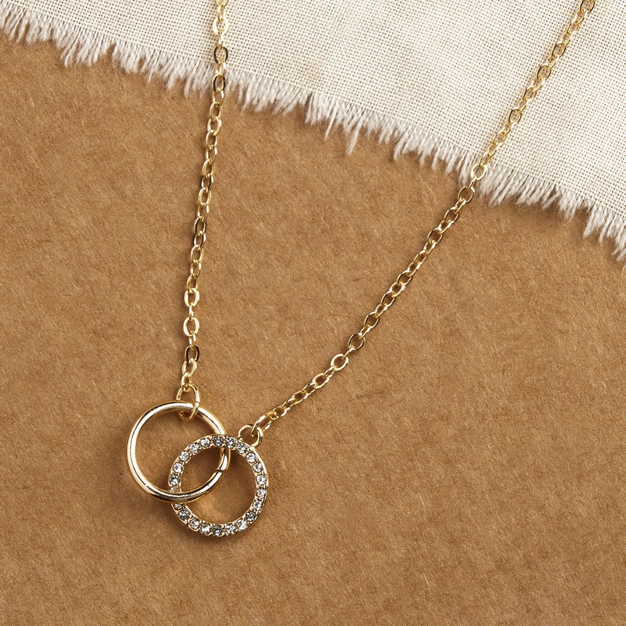 Accessorize London Women's Gold Linked Circle Pendant Necklace