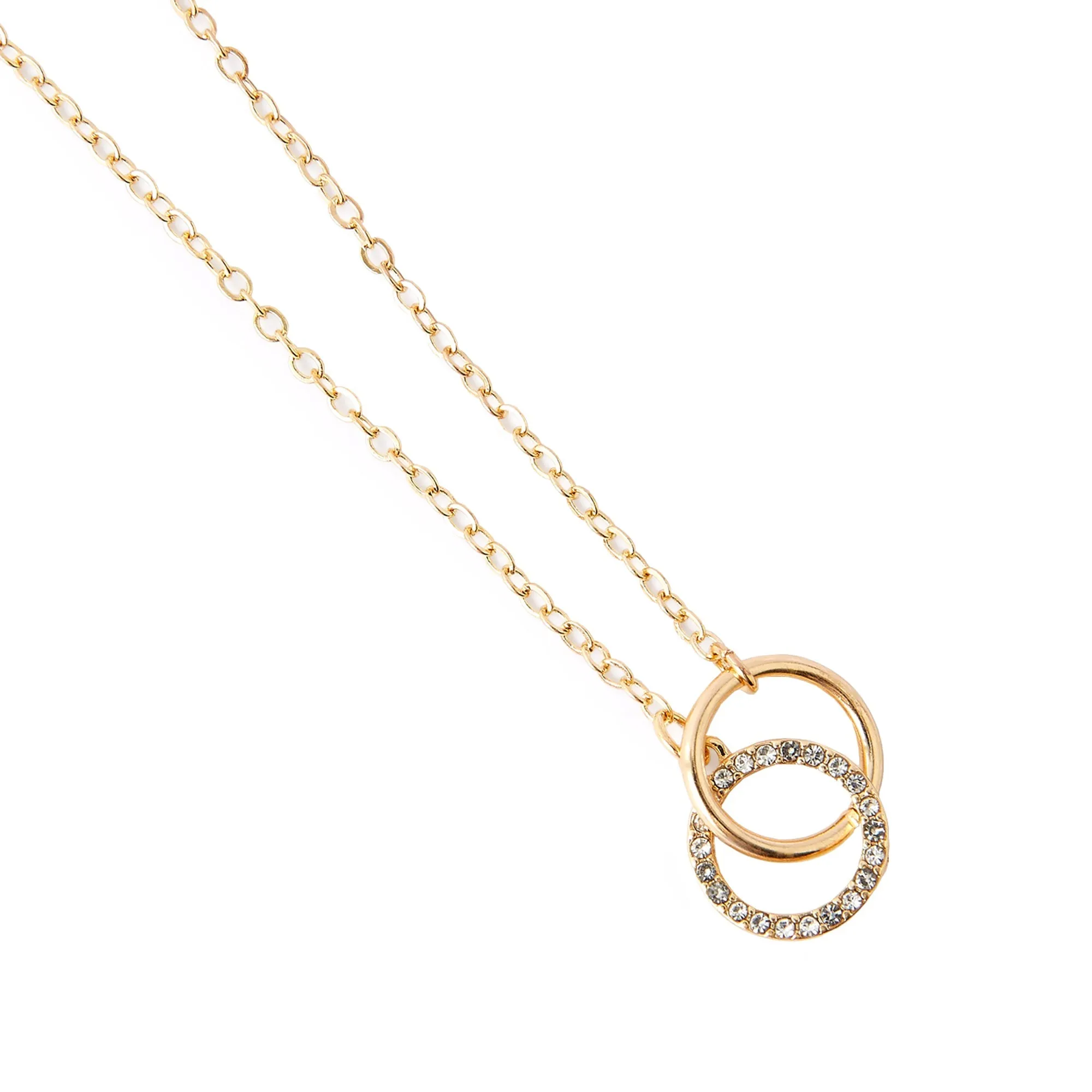 Accessorize London Women's Gold Linked Circle Pendant Necklace