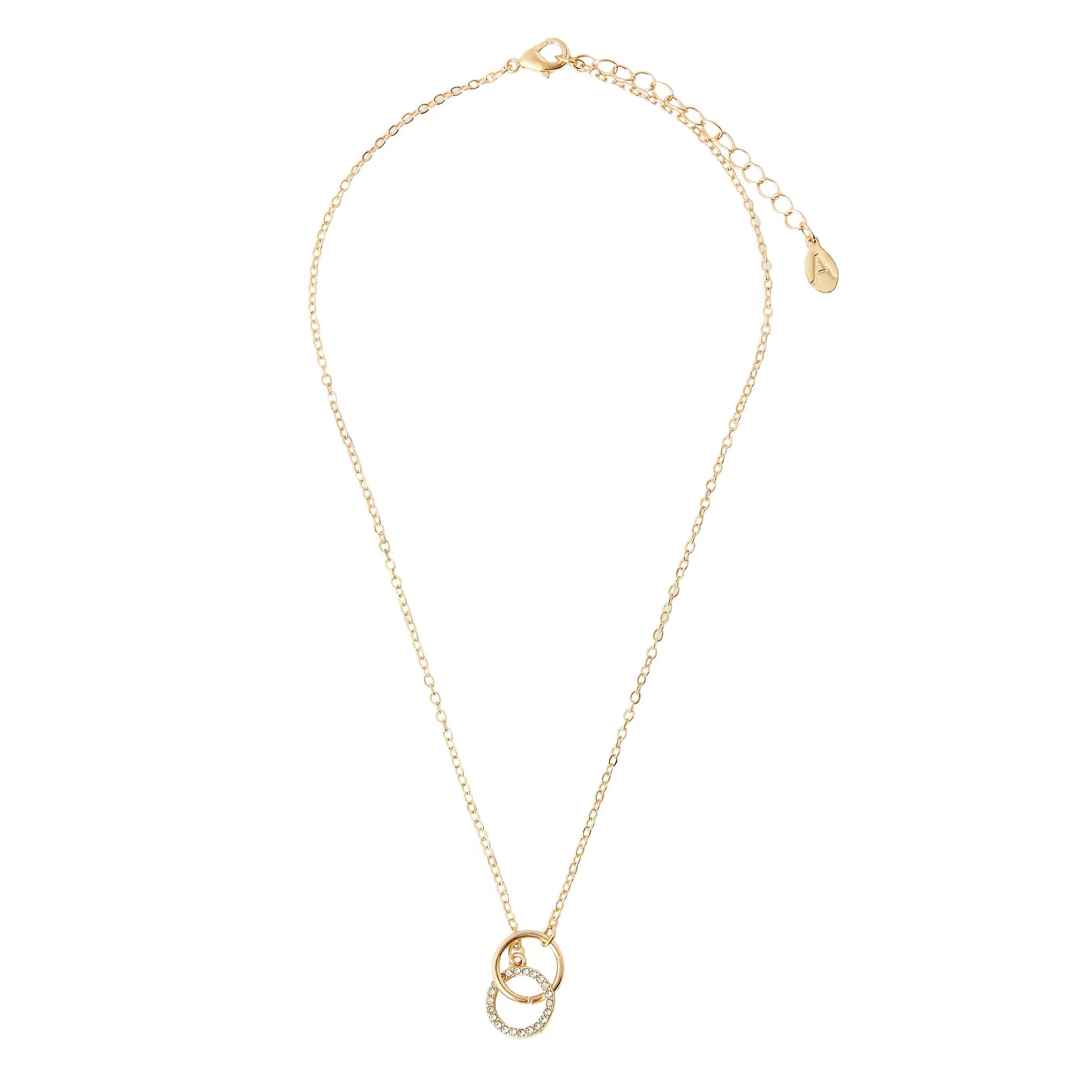 Accessorize London Women's Gold Linked Circle Pendant Necklace