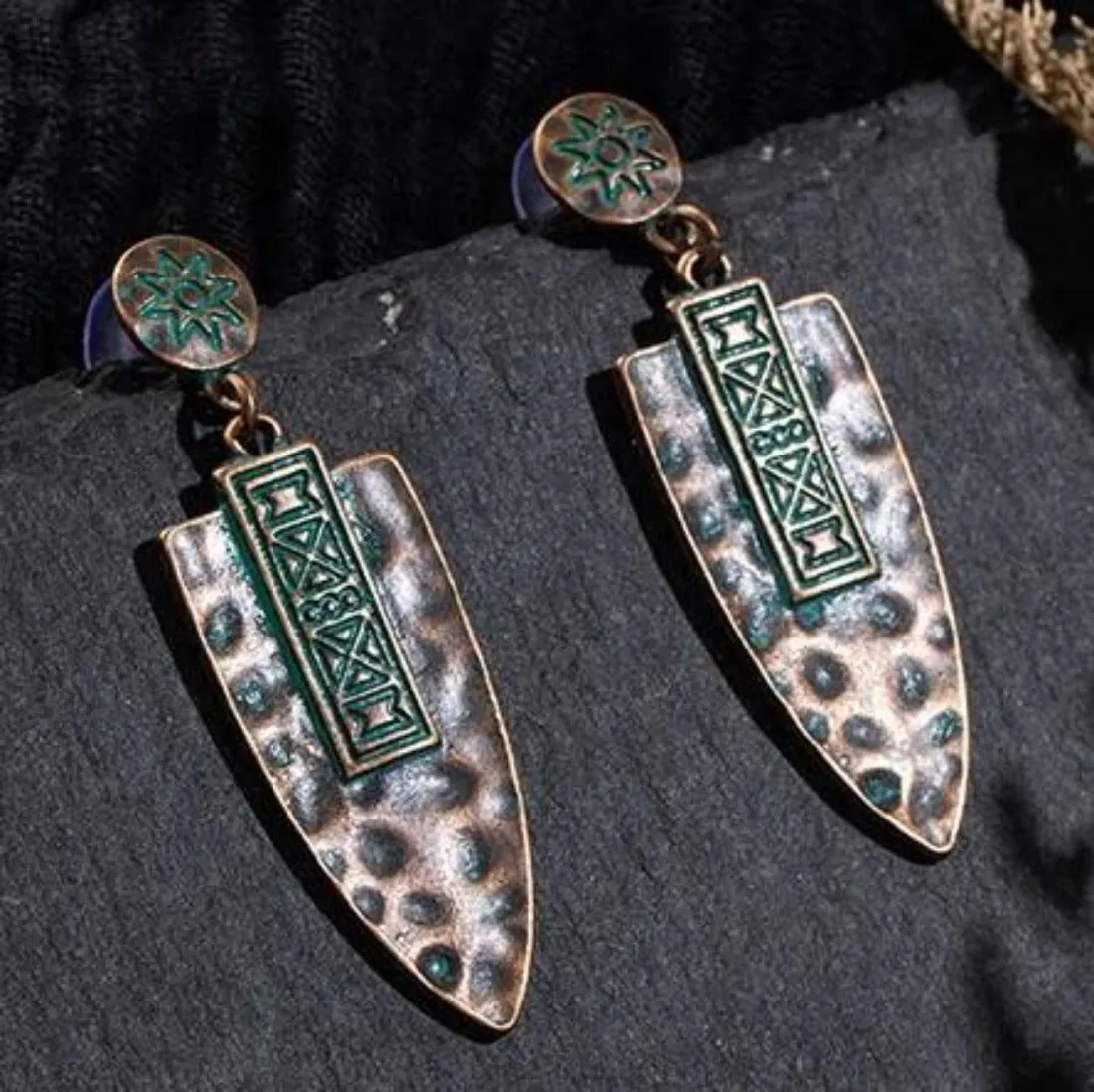 Antique  Shield Shaped Bohemian Earring