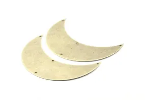 Antique Silver Moon Wall Art, 1 Antique Silver Plated Crescent Moon Wall Hanging Decor with 4 Holes (75x26x0.60mm) H0175