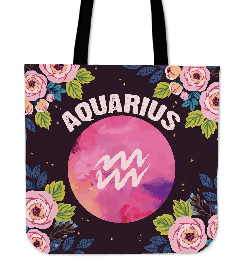 Aquarius Vibes Linen Tote Bag