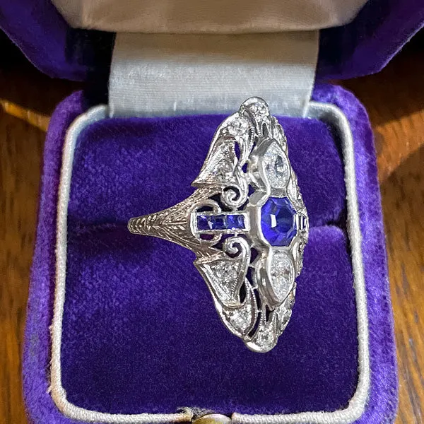 Art Deco Sapphire & Diamond Dinner Ring