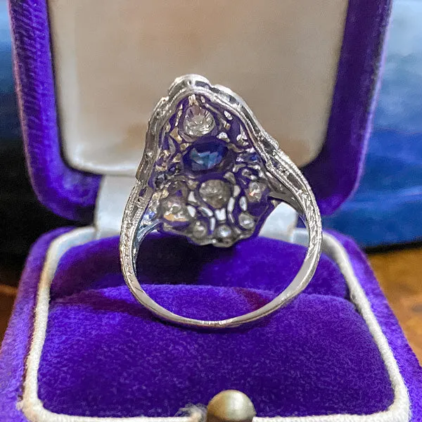 Art Deco Sapphire & Diamond Dinner Ring