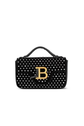 Balmain BBuzz Crystal Embellished Velvet Mini Bag - Black