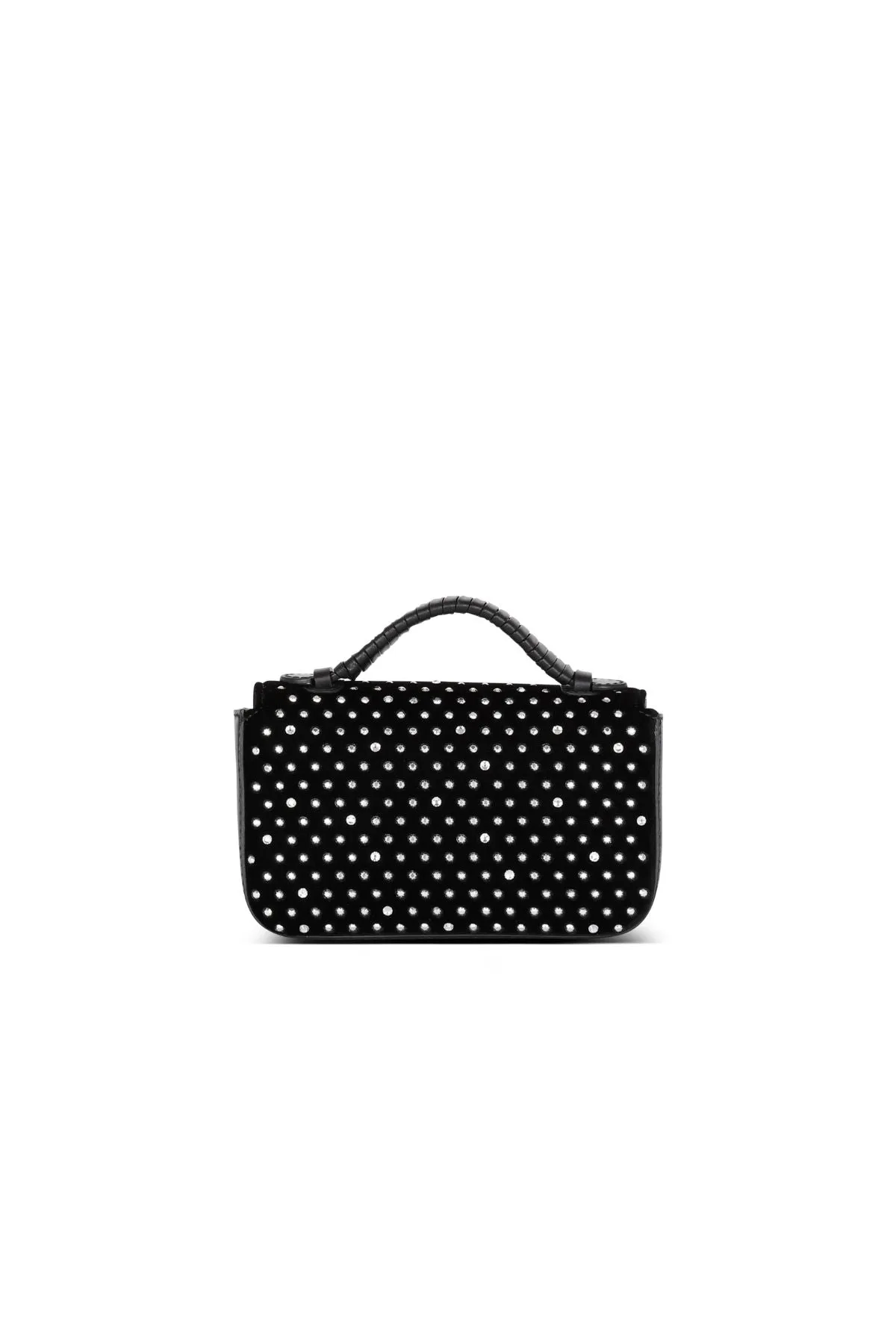 Balmain BBuzz Crystal Embellished Velvet Mini Bag - Black