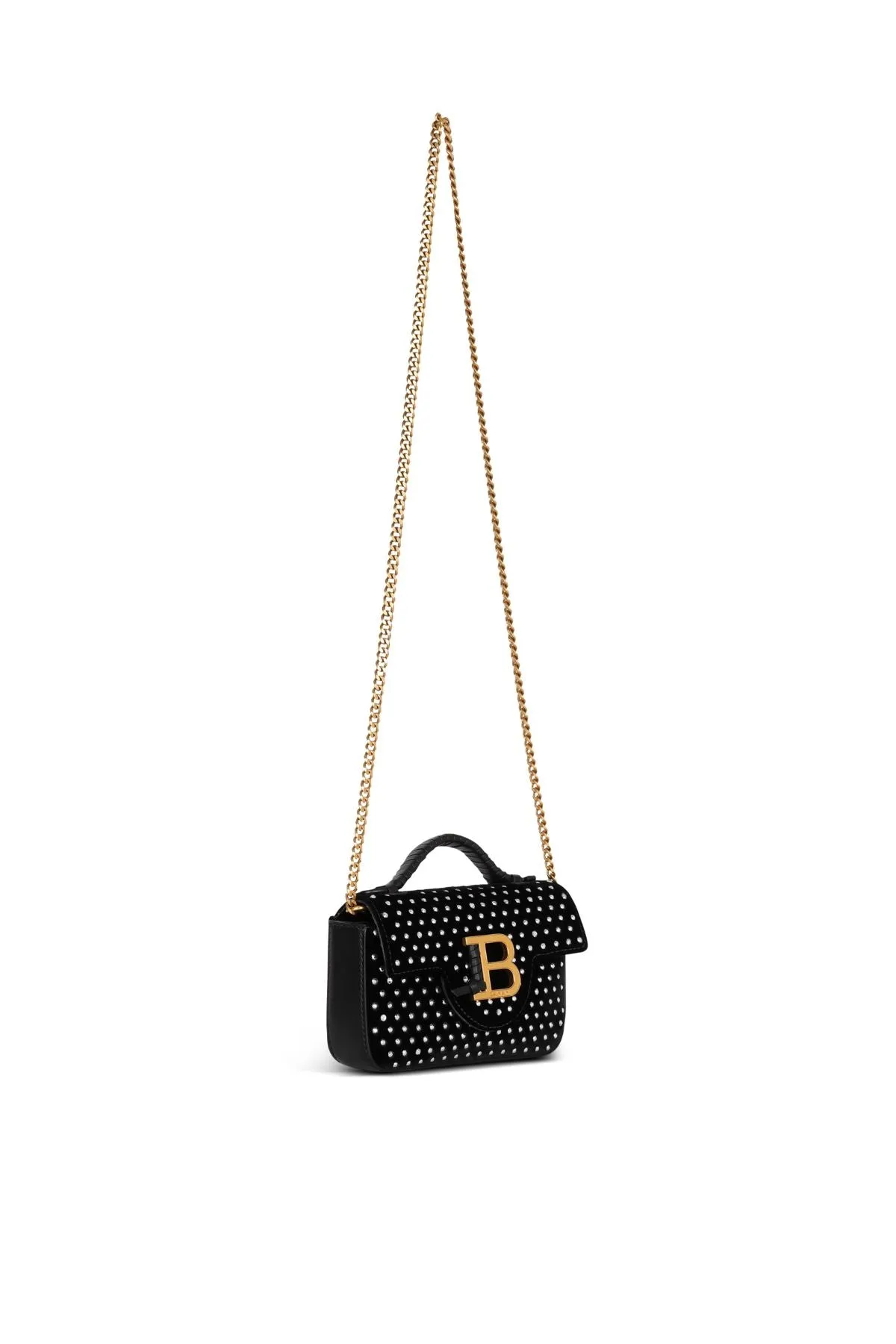 Balmain BBuzz Crystal Embellished Velvet Mini Bag - Black