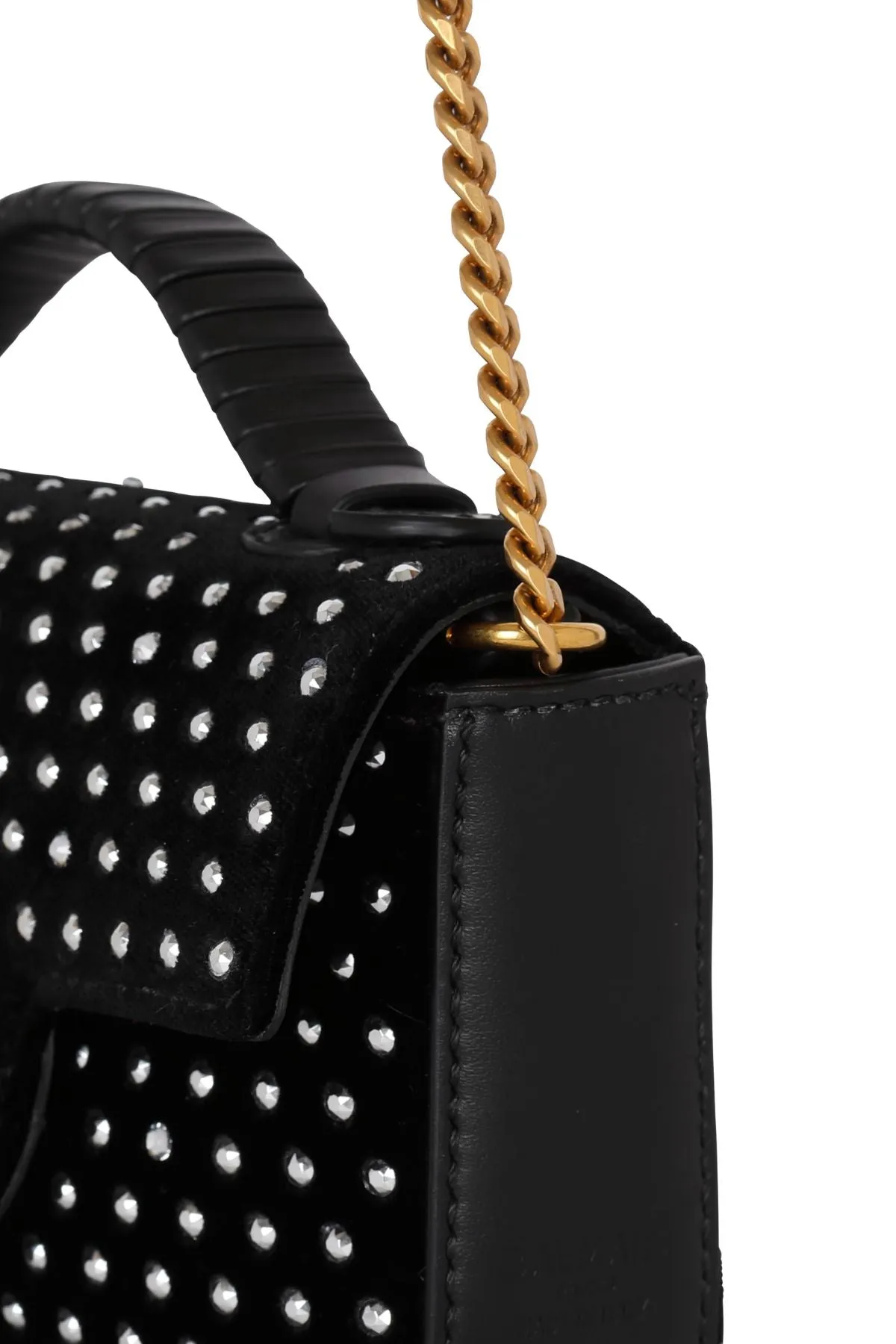 Balmain BBuzz Crystal Embellished Velvet Mini Bag - Black