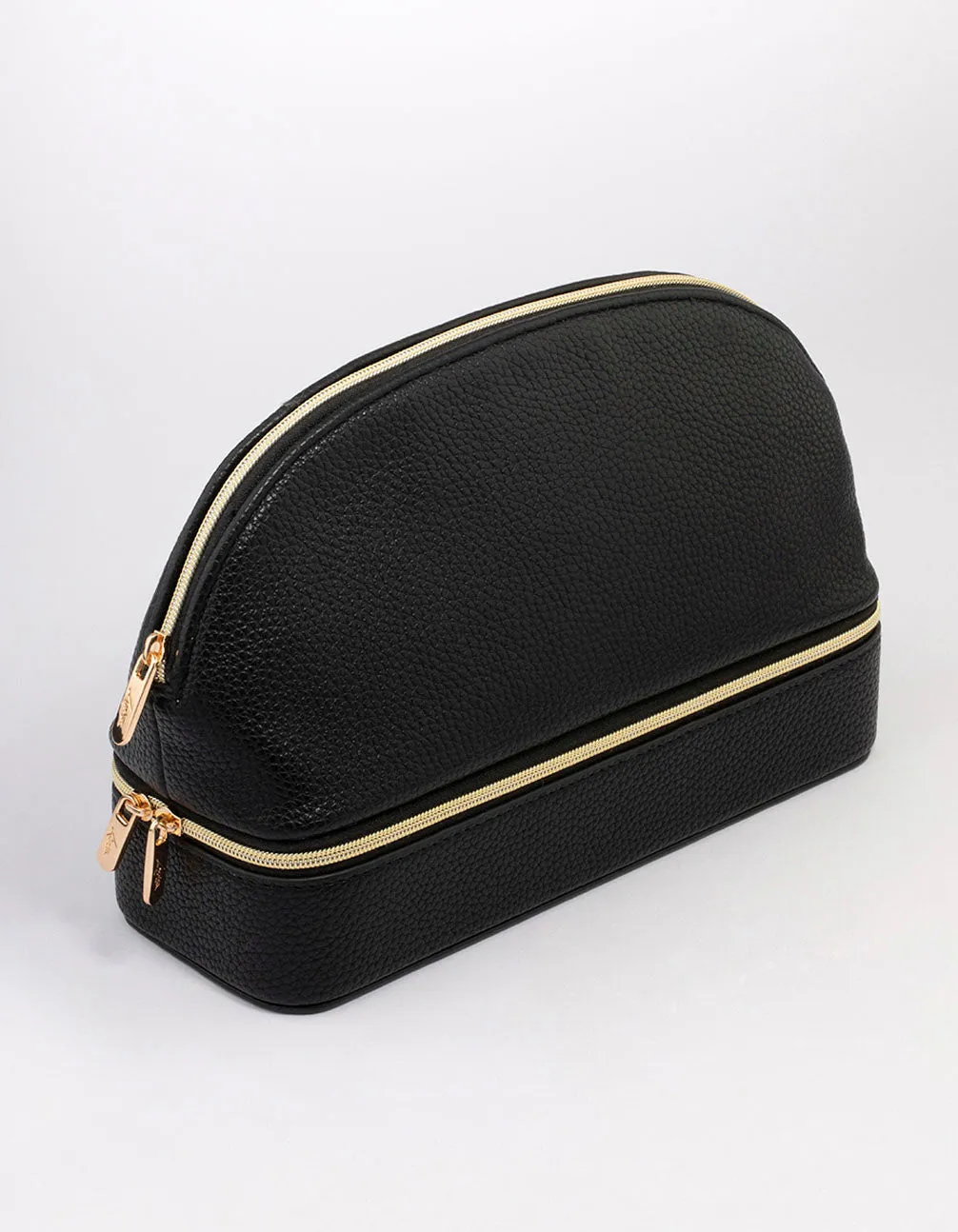 Black Faux Leather Makeup Bag & Jewellery Box