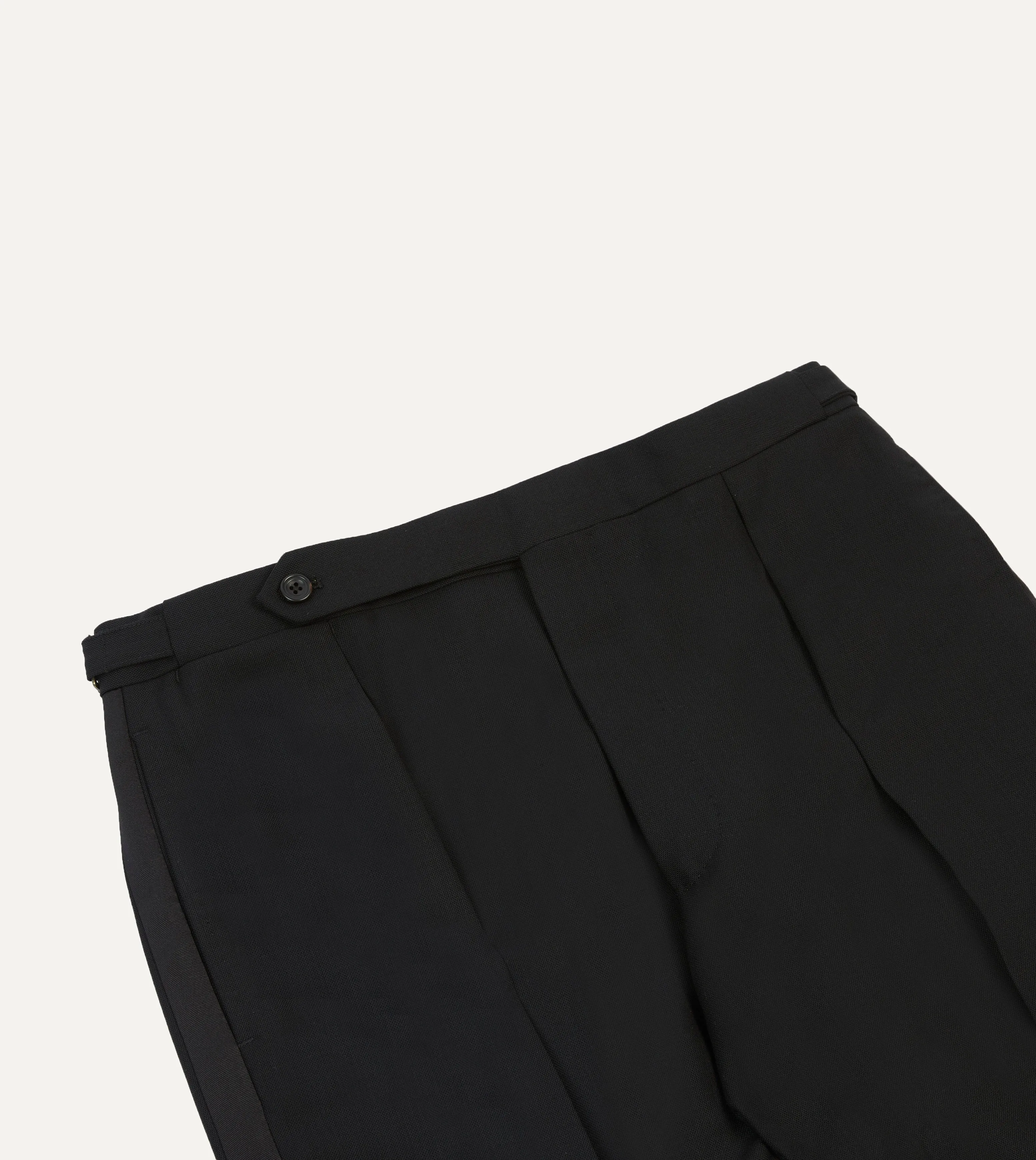 Black Tropical Wool Single-Pleat Dinner Trousers