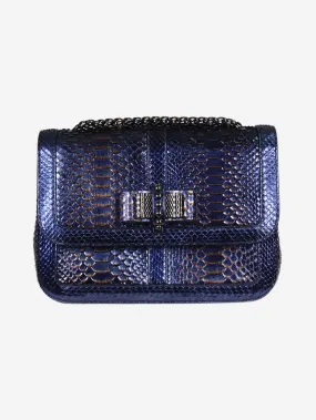 Blue small nu python metallic calf leather