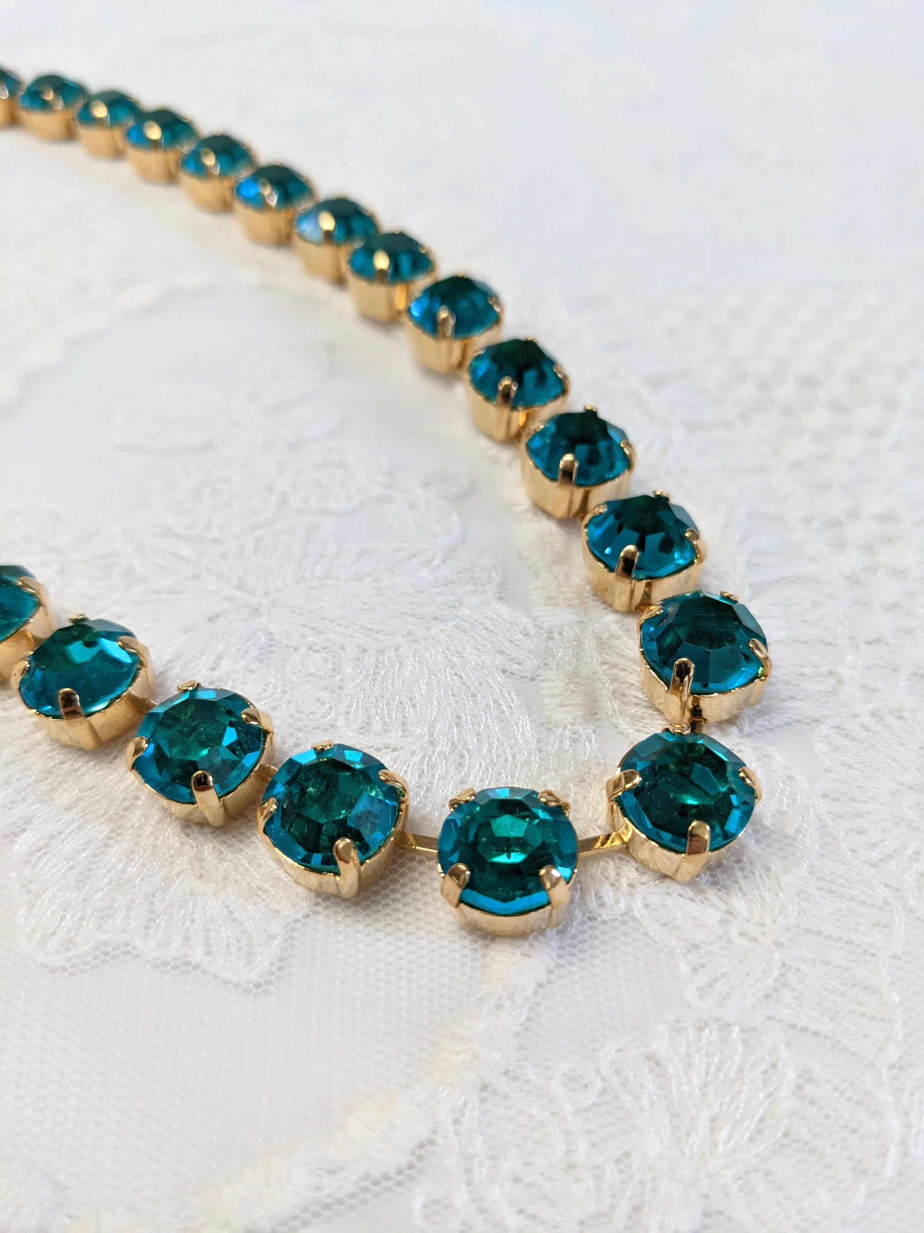 Blue Zircon Crystal Collet Necklace - Small Round