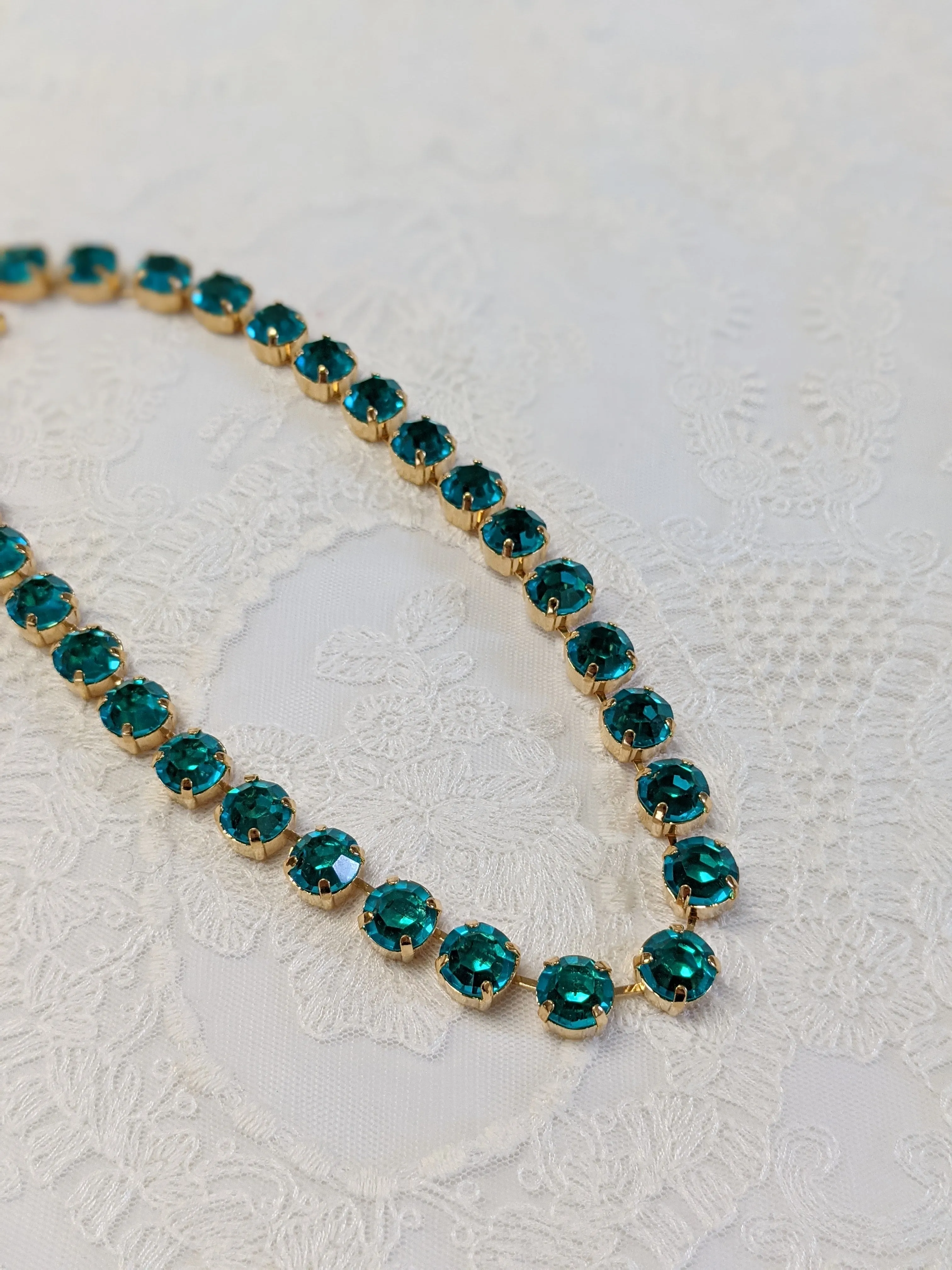 Blue Zircon Crystal Collet Necklace - Small Round