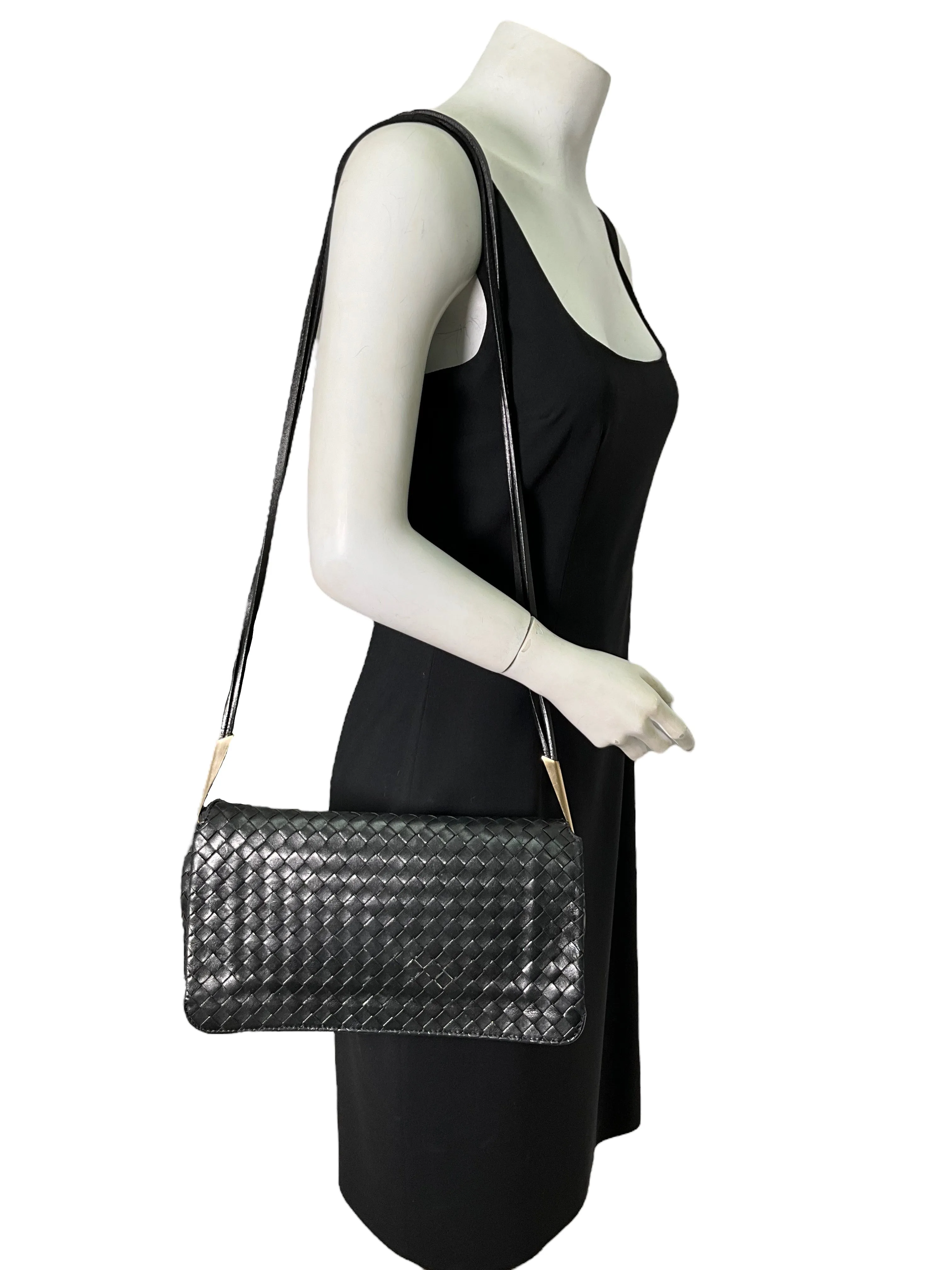 Bottega Veneta Black Intrecciato Crossbody Bag