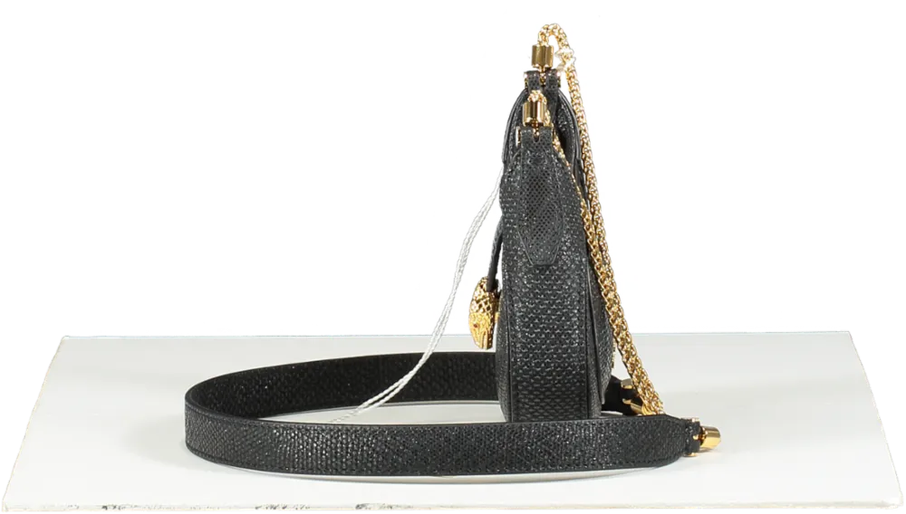 BVLGARI Black Micro Metallic Leather Serpenti Ellipse Cross-body Bag BNIB