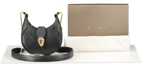 BVLGARI Black Micro Metallic Leather Serpenti Ellipse Cross-body Bag BNIB