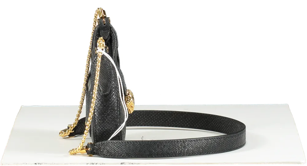 BVLGARI Black Micro Metallic Leather Serpenti Ellipse Cross-body Bag BNIB