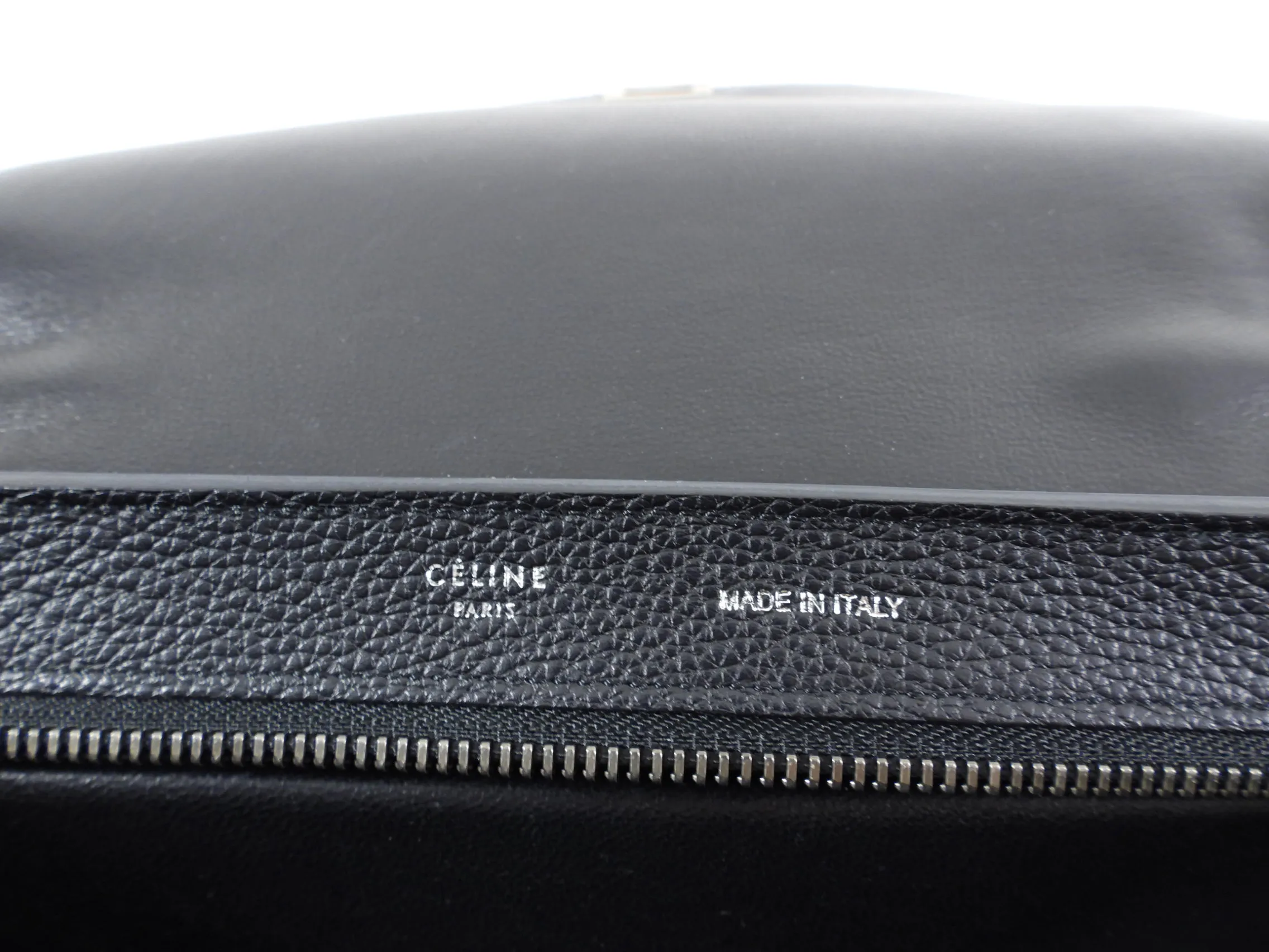 Celine Small Black Leather and Suede Trapeze Bag