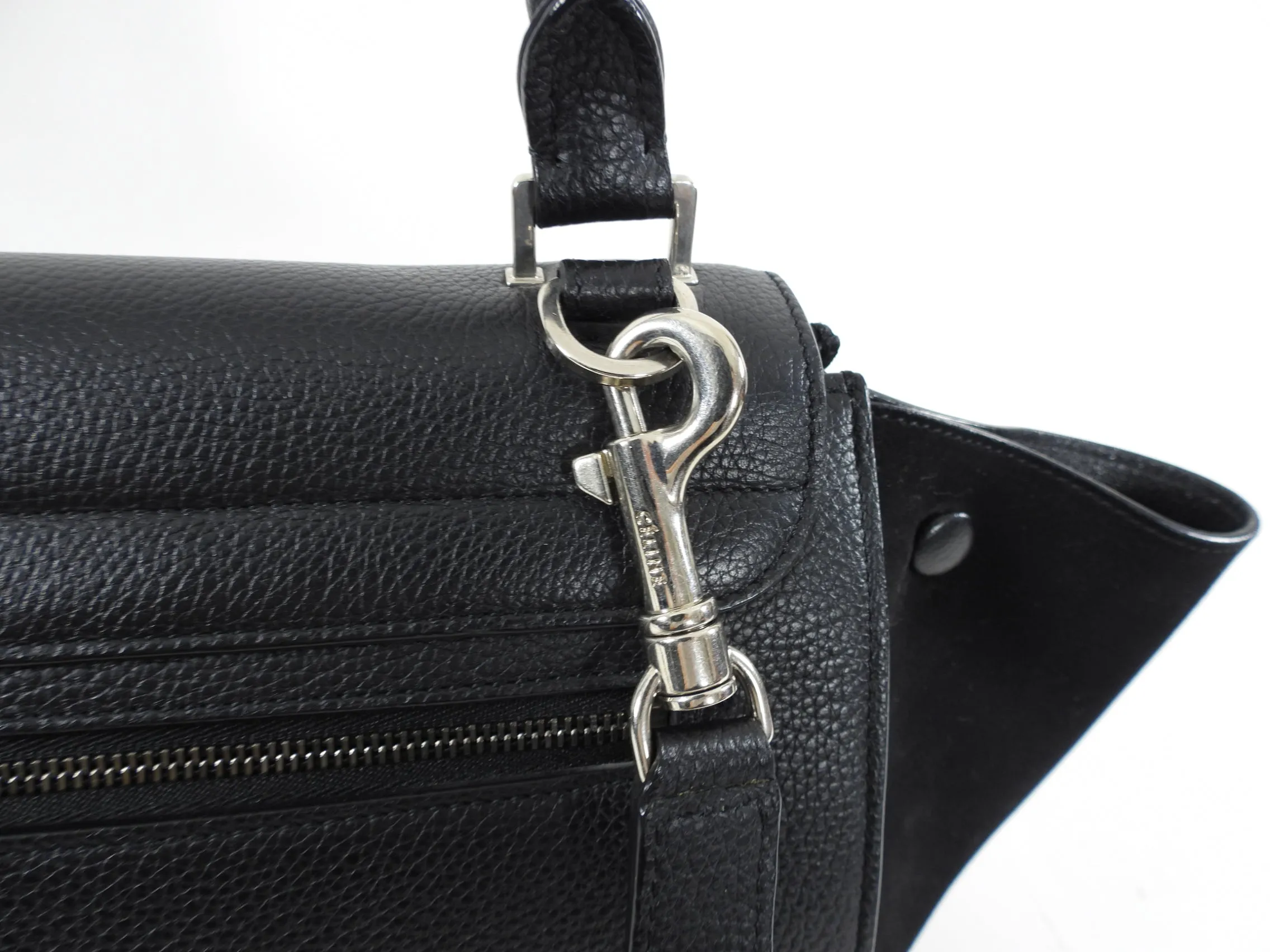 Celine Small Black Leather and Suede Trapeze Bag