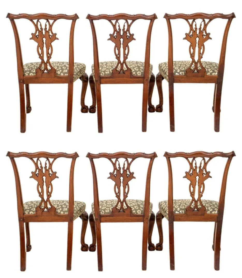 Chippendale Style Mahogany Side Chairs, ca. 1900, Set of 6