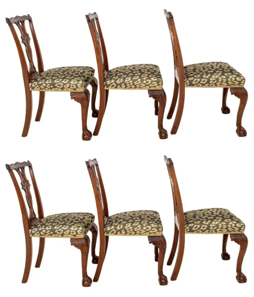 Chippendale Style Mahogany Side Chairs, ca. 1900, Set of 6