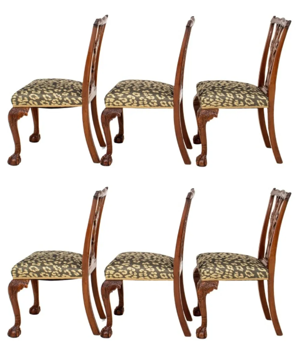 Chippendale Style Mahogany Side Chairs, ca. 1900, Set of 6