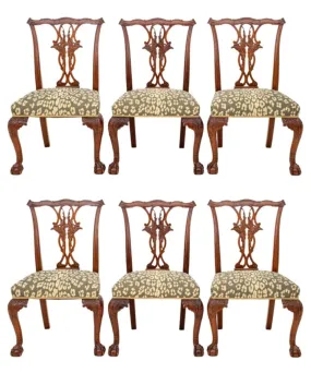 Chippendale Style Mahogany Side Chairs, ca. 1900, Set of 6