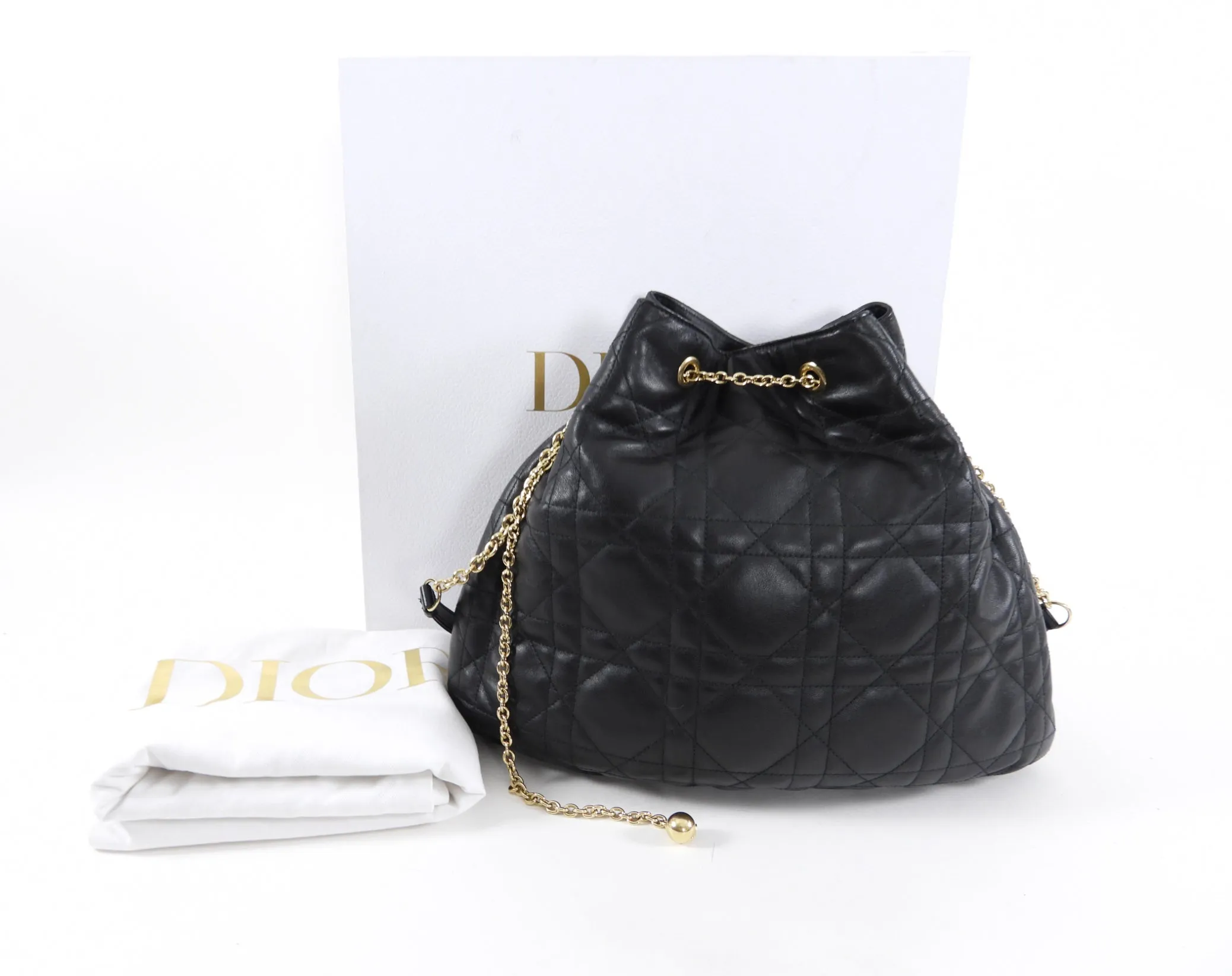 Christian Dior Large Ammi Suple Macrocannage Drawstring Bag