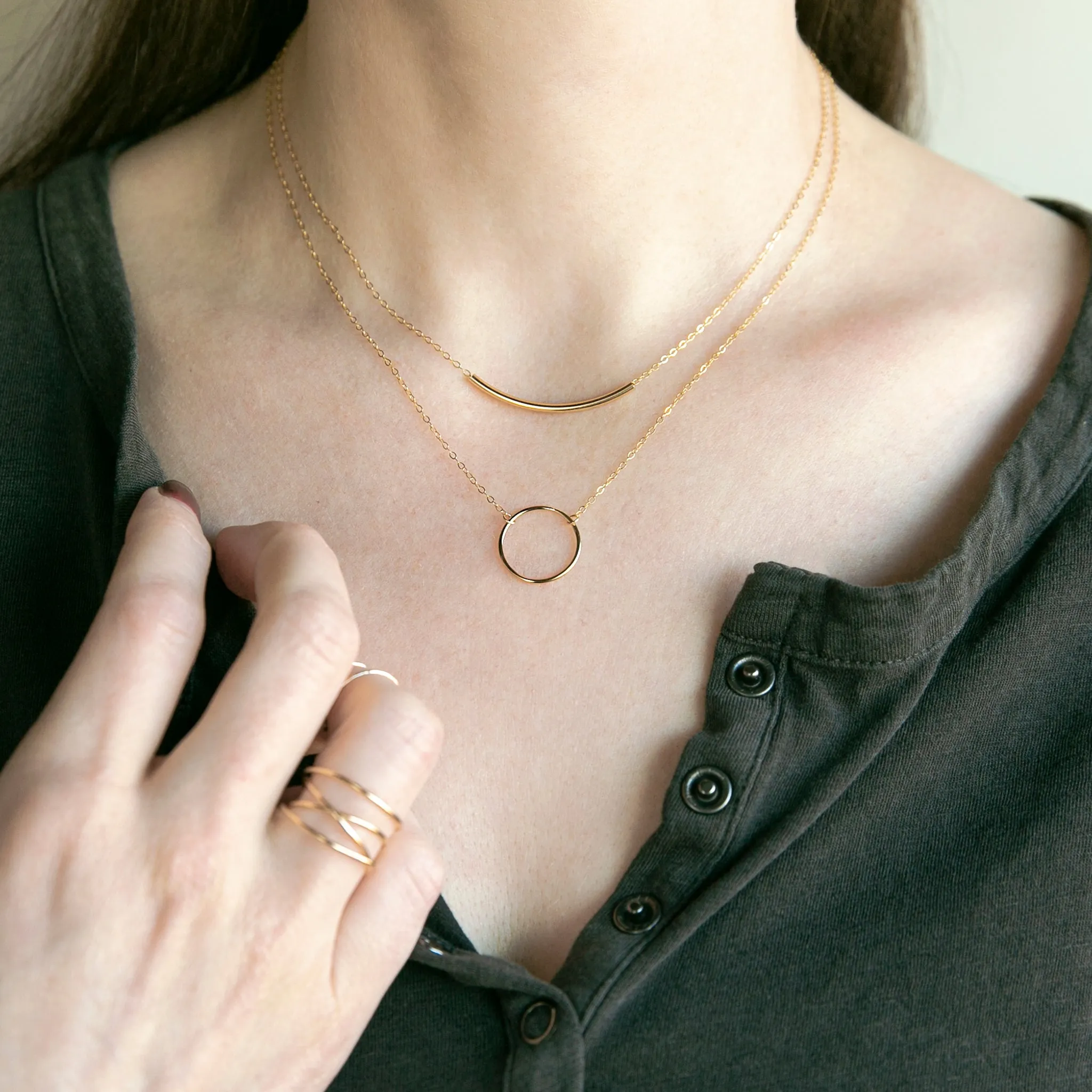 Crescent   Arc Necklace Layering Set