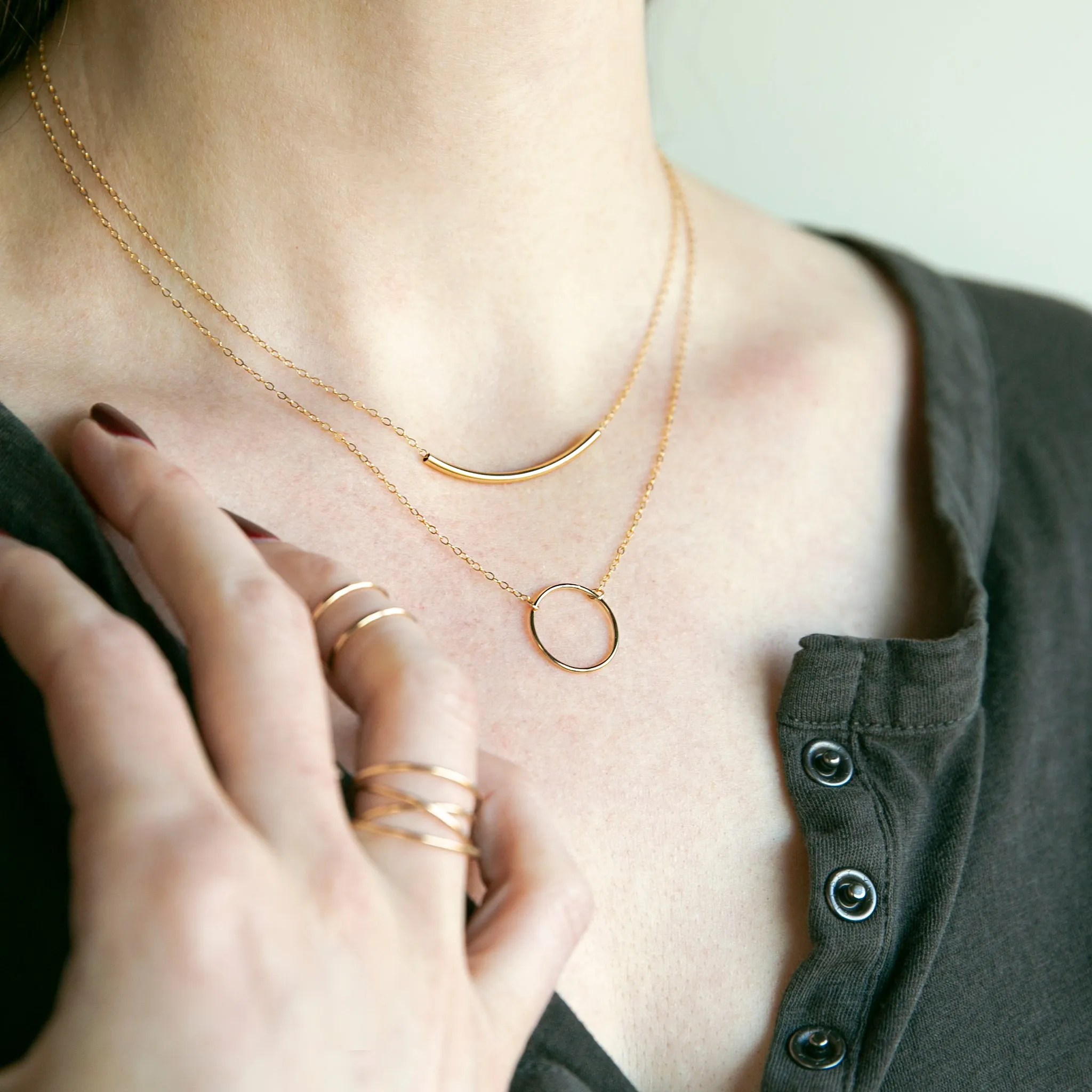 Crescent   Arc Necklace Layering Set