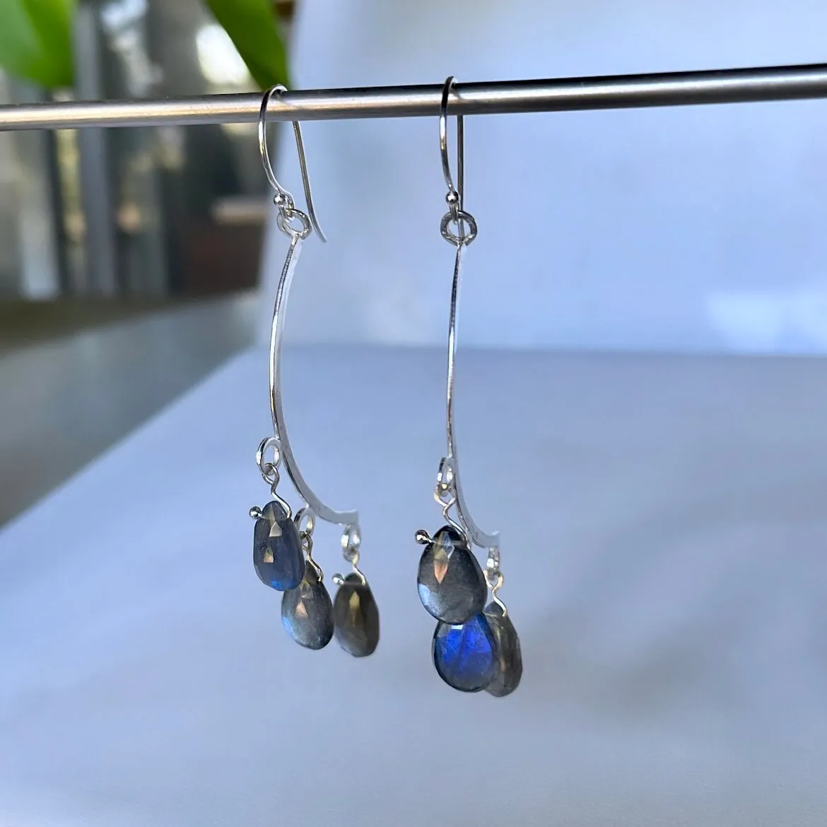 Crescent labradorite earrings