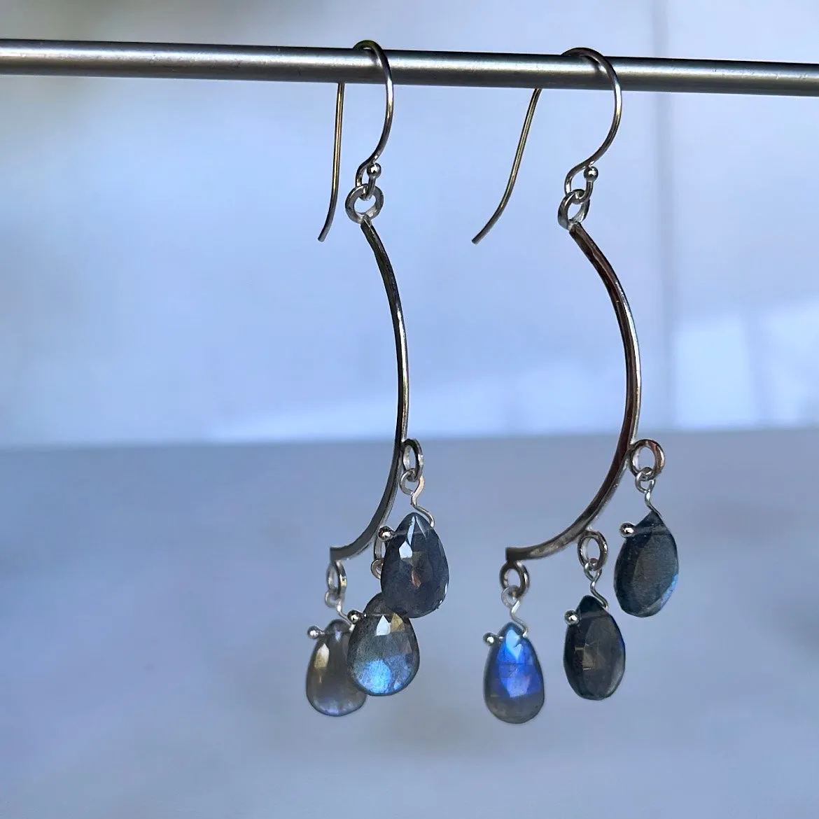 Crescent labradorite earrings