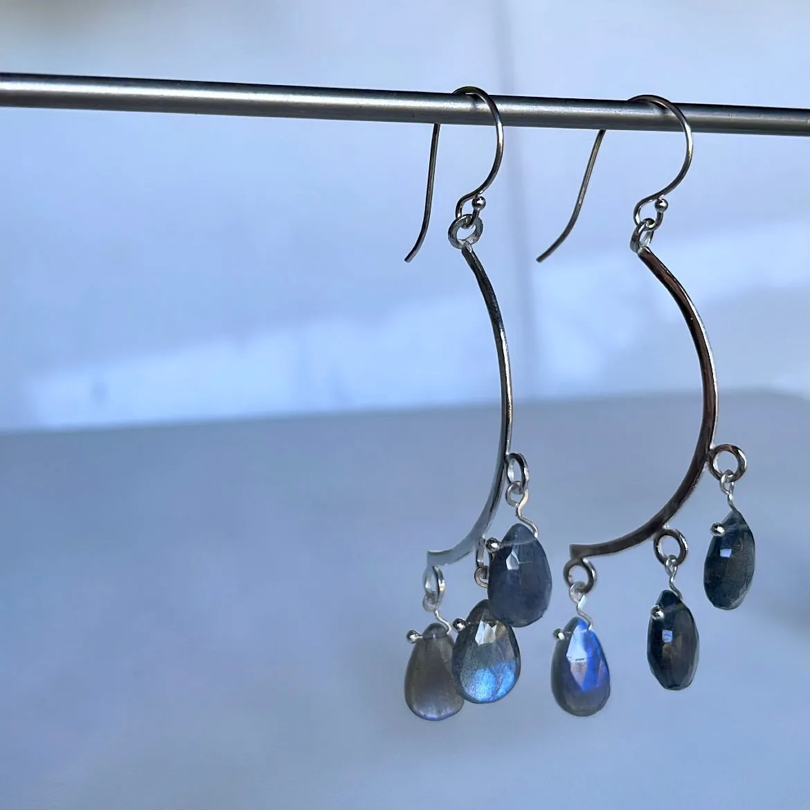 Crescent labradorite earrings