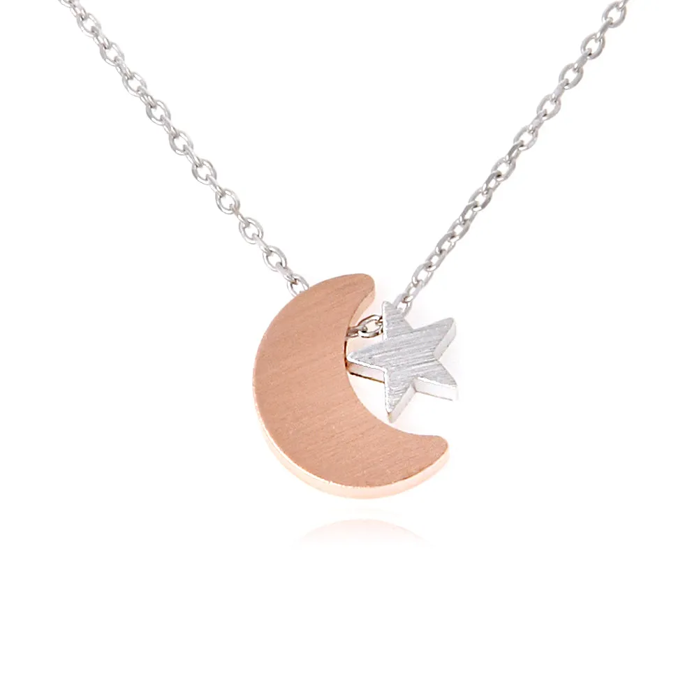 Crescent moon and tiny star necklace