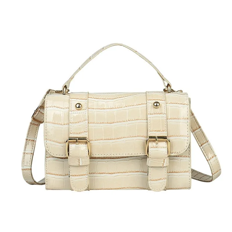 croc pattern square crossbody bag