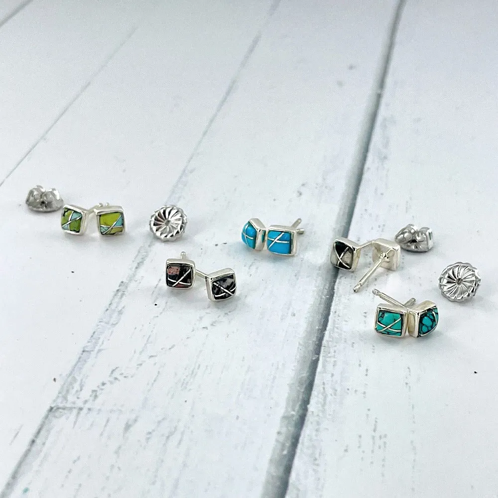 Fair and Square {small turquoise square stud earrings}