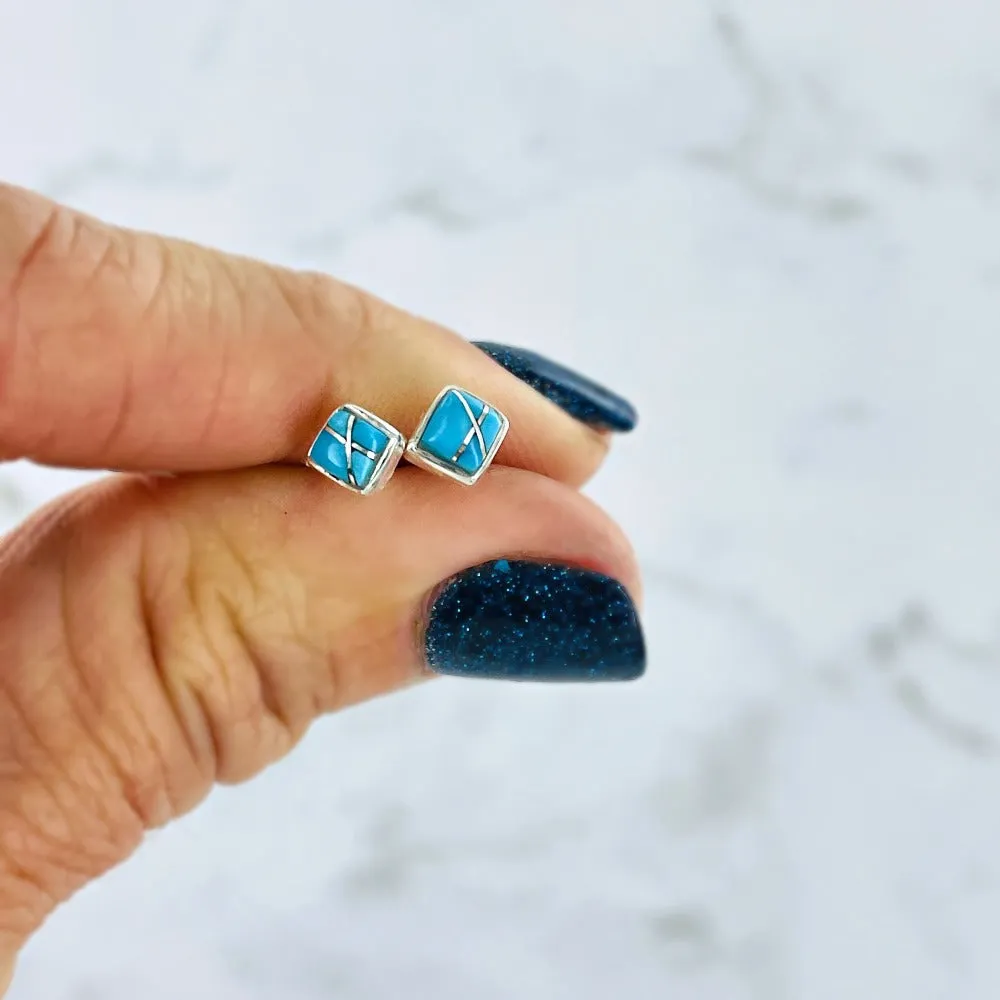 Fair and Square {small turquoise square stud earrings}