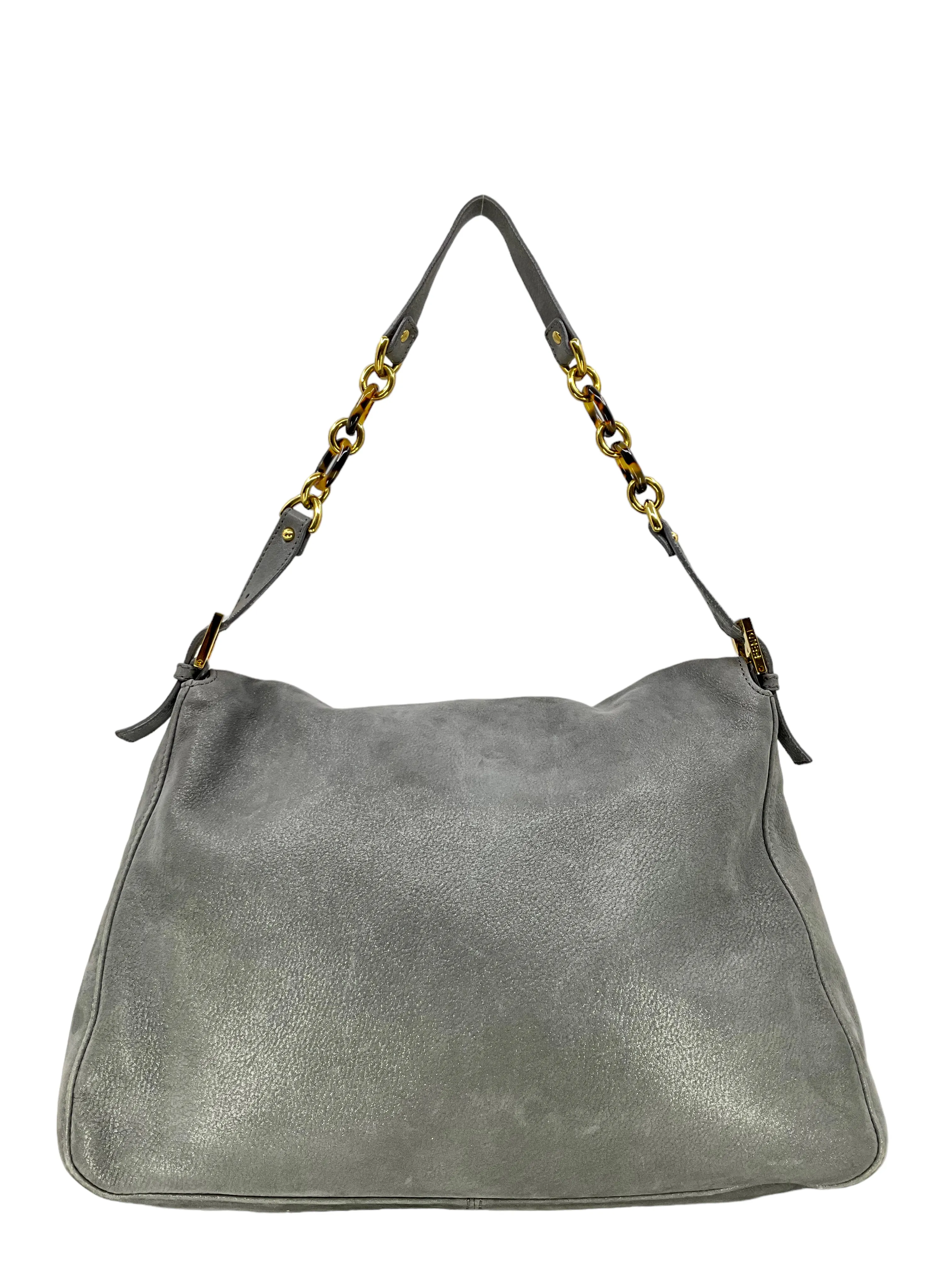 Fendi Metallic Suede Mamma Foreve Baguette Shoulder Bag